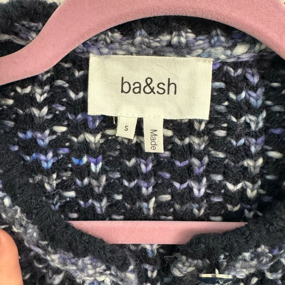 Ba&sh Beloni Knit Lady Cardigan in Black and Blue Small - Picture 2 of 9